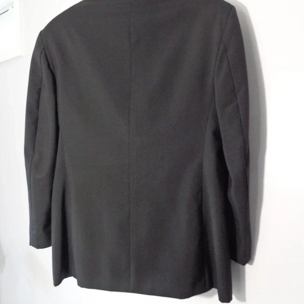 Perry Ellis Black Wool Tuxedo Jacket with Satin Peak Lapels Wedding Prom Sz 42 S